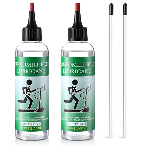 8oz Treadmill Lubricant for Belt, 100% Silicone Oil High Temperature Resistant and Stable Walking Pad Lube with 2 Steel Application Tubes and Precision Screw Caps for Most Types of Treadmills