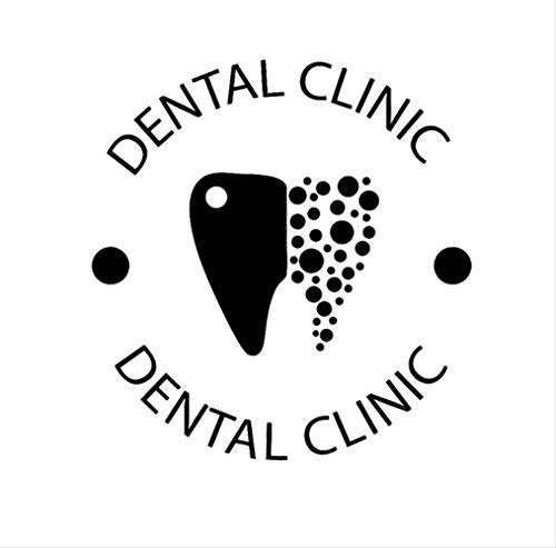 Adhesivo de pared en blanco y negro, diseño de logotipo de clínica dental para clínicas dentales, consultorios médicos y centros de salud, vinilo de alta calidad, 57 x 60 cm