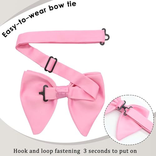 Image of Luckyvestir Oversized Bow Ties for Men, Black /Red Big Bow Tie, Solid Color Pretie Bowtie Men for Tuxedo Wedding