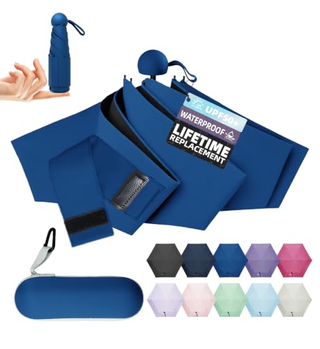Image of LILAC Mini Travel Umbrella for Rain - 43 inch Large Coverage Small Compact Umbrella, Reinforced Strong Frame, Lightweight Portable Parasol with UPF 100+ UV Protection, Gifts for Adults, Seniors & Students