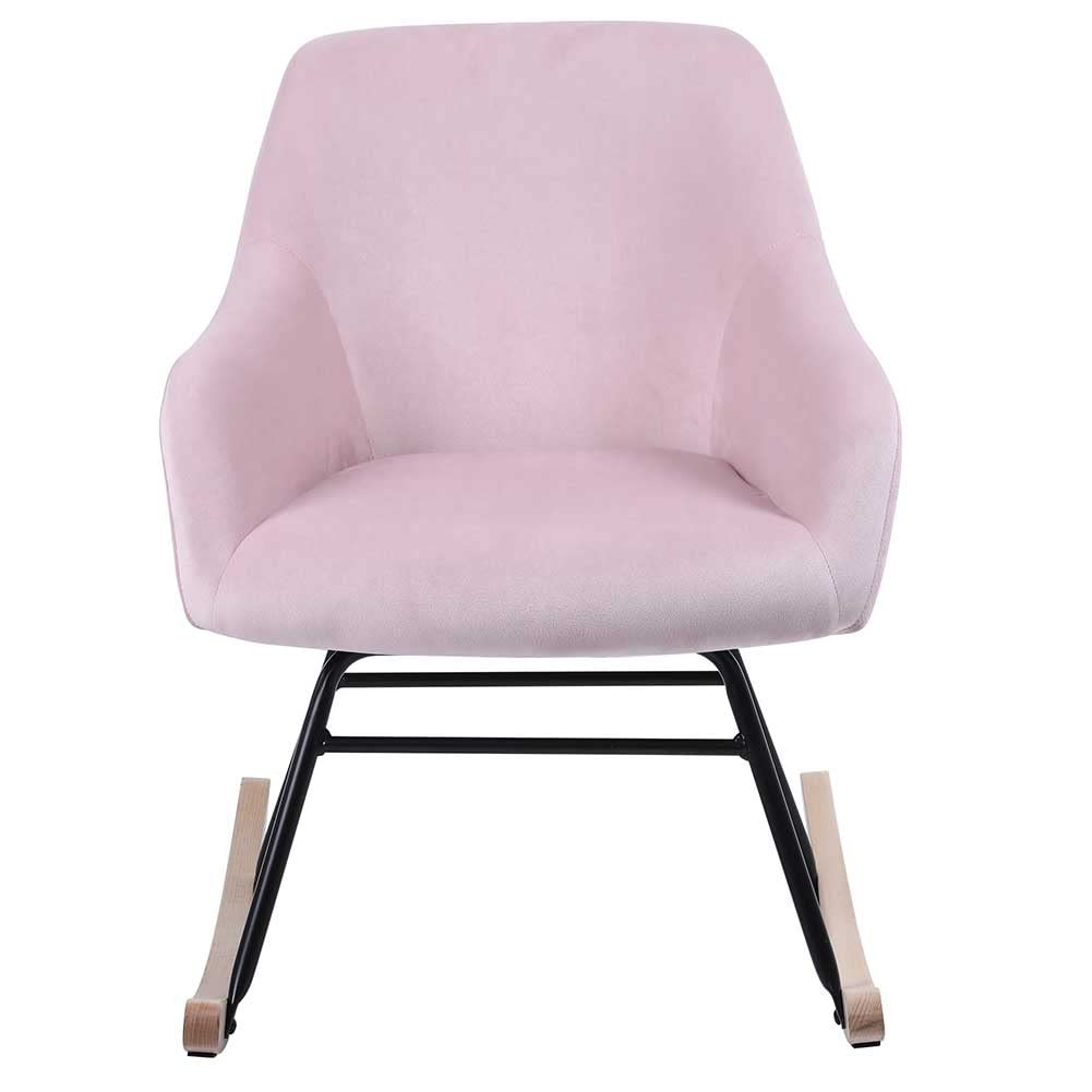BAKAJI Poltrona Sedia a Dondolo Relax Casa Rivestimento in Tessuto Struttura Legno Imbottita Piedi in Metallo Base Dondonlante Legno Dimensione 60 x 78 x 78 cm Design Moderno Scandinavo (Rosa)