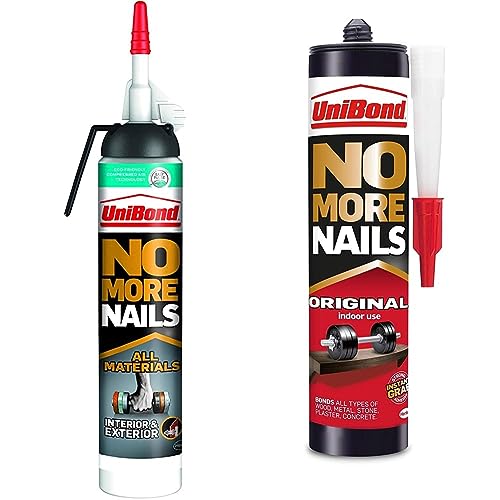 UniBond No More Nails All Materials Interior And Exterior Construction Adhesive, Pressure Pack, Indoor And Outdoor White, 326 g Pressure Pack, UniBond No More Nails Original
