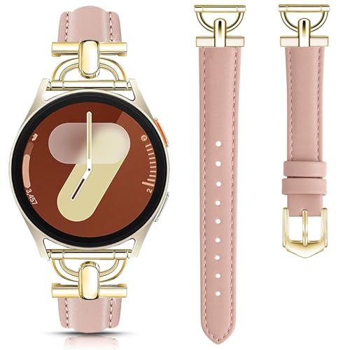 DEALELE Pasek kompatybilny z Samsung Galaxy Watch 7 / FE / 6/6 Classic / 5/5 Pro / 4/4 Classic / 3 41 mm / Huawei GT3 / GT2 42 mm, 20 mm miękka skóra z paskami w kształcie litery D dla kobiet mężczyzn