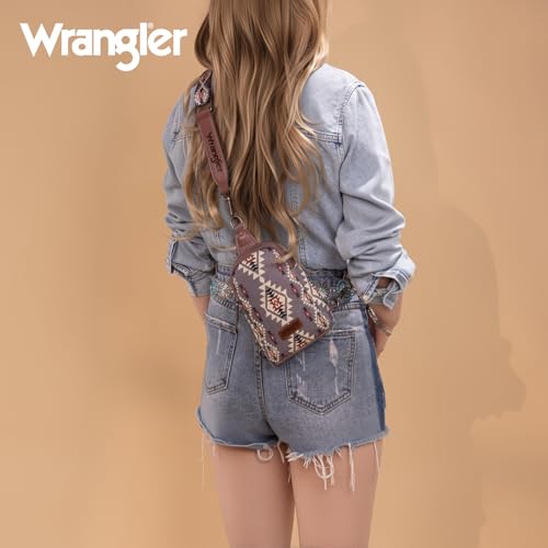 Image of Wrangler Small Sling Bag for Women, Leather Crossbody Bags Cross Body Purse Fanny Packs with Adjustable Strap for Gift