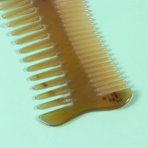 Foto von Minkissy Ochsenhornkamm Handgefertigte Doppelseitige Breite Zahntasche Hornkamm Antistatischer Massagekamm Haarpflegekamm für Männer Frauen Erwachsene