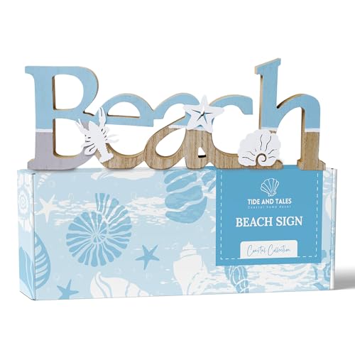 TideAndTales Free Standing Wooden Beach Sign...