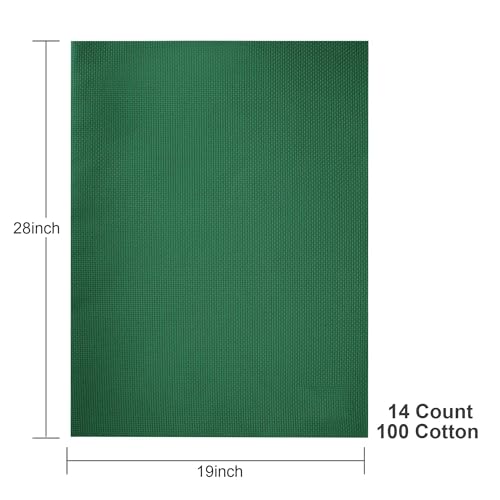 Image of Aida Cloth 14 Count Cross Stitch Fabric,19x28inch (14CT,Hunter Green)