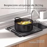 Rainsworth Ociekacz, zwijana kratka ociekowa, nie zajmuje miejsca, odporny na wysokie temperatury ociekacz do naczyń, ociekacz do naczyń do zlewozmywaków ze stali nierdzewnej, 44 x 38 cm, czarny
