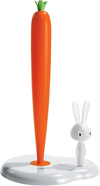 Alessi Bunny and Carrot ASG42 W - Design Kitchen Roll Holder in Thermoplastic Resin, White