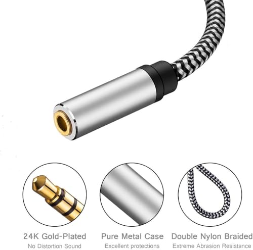 Cable auxiliar extensión Jack 3.5mm macho a hembra 10 ft miniatura 4