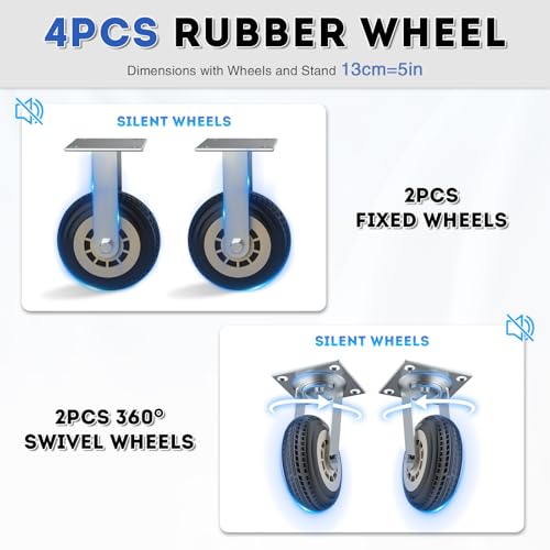 Heavy Duty Luggage Cart - 8" Wheels with Brackets, Commercial Grade Hotel Luggage Trolley, Deluxe Rectangular Steel Bellman Cart with Platform for Hotels Use (38"X 42" X 25")4