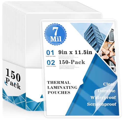 Image of 150 Pack 7 mil Thermal Laminating Pouches Fits Letter Size 8.5 x 11 in Laminating Sheets Thick Clear Plastic Paper Laminator Sheets File Laminator Pouches 9x11.5inches