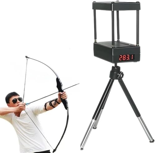 SDTOOP Probador de velocidad de tiro, 36 conjuntos de registros de datos, con trípode, rango de medición de 1 a 2000 m/s o (4 a 6500 fps), 0,1 a 2000 J, for tenis, bádminton y tiro.
