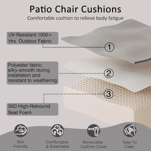 COZYVIDA Patio Seat Cushions, Light Grey, 22x24x5.1 in, Set of 2 by COZYVIDA - Used condition - Image 7