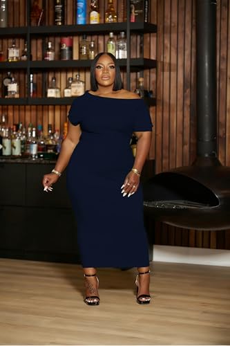 Image of YeGine Women Plus Size Bodycon Long Dress Off Shoulder Sexy Slim Elegant Dresses