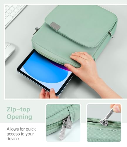 Image of MoKo 9-11 Inch Tablet Sleeve Bag Handle Carrying Case with Shoulder Strap Fits iPad Pro /Air /A16 11 inch,iPad 10th 10.9,i-Pad 9 /8 /7th 10.2,iPadAir 5 /4th 10.9,i-Pad 9.7,Tab S8 /S9 11 inch, Cyan