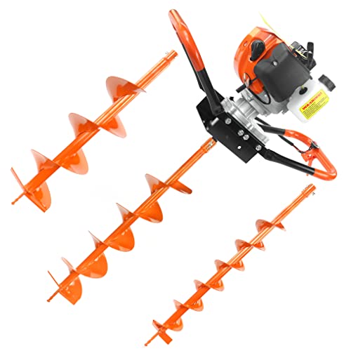 NEOTEC 52CC 2-Stroke Gas Powered Earth Auger Post Fence Hole Digger + 4' 6' 8' Auger Drill Bits,...