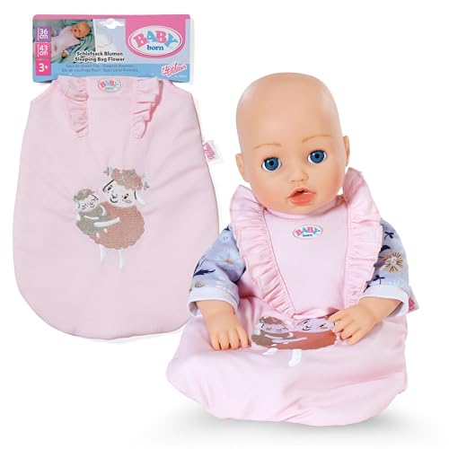 BABY born Puppenschlafsack - Rosa Schlafsack mit Rüschen & Klettverschluss...