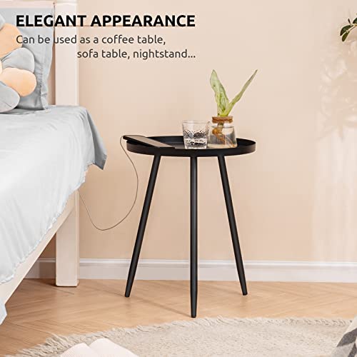Apicizon 16" Round Side Table, Black End Table For Living Room, Bedside, Mid Century Modern Coffee Table Or Circle Accent Table For Small Spaces, Metal Nightstand (Black) #TOP4