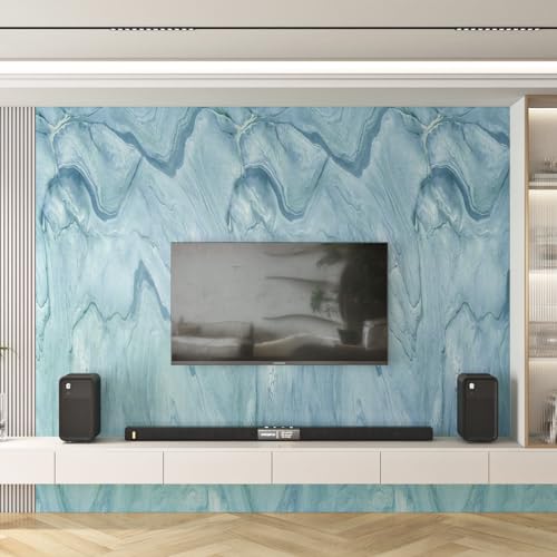 FunStick Blaue Marmor Folie Badezimmer Arbeitsplatte Klebefolie Marmoroptik Blau Möbelfolie Selbstklebende Folie Marmor Küchenschrank Wandfolie Marmoroptik Selbstklebende Tapete Blau Zimmer 40CM×2M