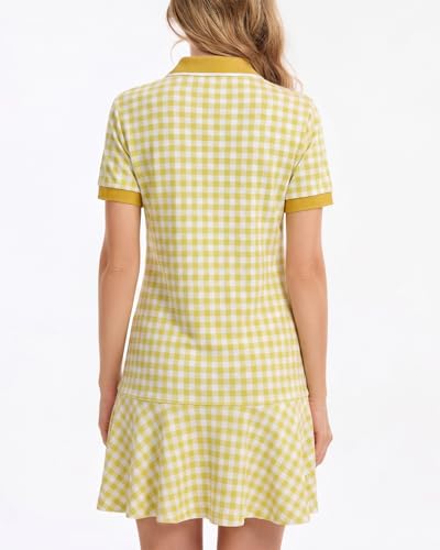 Image of YEXPINE Polo Dress for Women Short Sleeve Ruffle Hem Golf Tennis Summer Mini Dresses