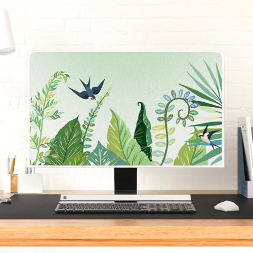 Image of Spring Swallow Screen TV Dust Cover 70 Inch Green Leaves Floral Birds Television Covers Waterproof Weatherproof Dust-Proof for LED LCD OLED Desktop TVs Hanging TV Protector