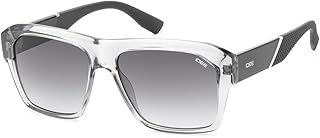 IDEE 100% UV protected sunglasses for Men with Shiny Crystal Grey Polycarbonate frame | Size - Large with Greycolored lens