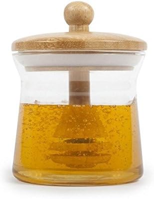Core Bamboo Glass Honey Comb Jar with Dipper
