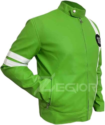 Miniatura 4 de Chaqueta de cuero verde Ben-10 para hombre, tallas XXS-4XL
