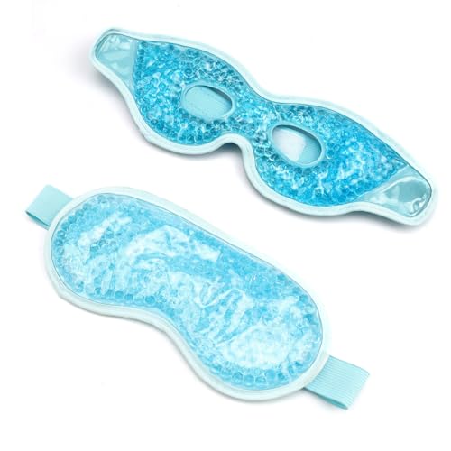 LERANXIN Antifaz Gel Frio - 2 Piezas Mascarilla Ojos, Paquete Combinado de Apertura de Ojos de Cara Completa Gel de Máscara Frio Cara para Alivio de Ojos, Reutilizable