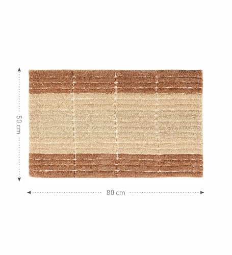 Image of Obsessions Soft & Plush Bath Mat | Quick Dry, Stain & Skid Resistant | Luxuriously Soft, Long Lasting Color | TPR Latex Backing, Size 50x80 cm, Gold & Tan