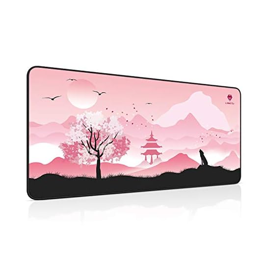 Extended Gaming Mouse Pad, LANGTU Large XXL Mouse Mat with Stitched Edge, Pink Desk Mat for Computer Keyboard, Laptop & PC, Non-Slip Natural Rubber Base