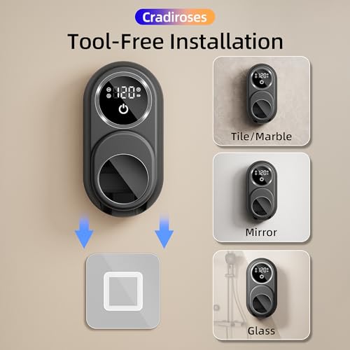 Image of UV Toothbrush Sanitizer Holder for Bathroom, Wall Mounted Heated Drying | Auto Sensor, 35-Day Rechargeable Battery, LED Smart Display, Fits Most Sizes, 2 Slots, Home Travel Use, Black