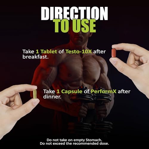 Image of End2End Nutrition Testo-10X and PerformX Natural Testo Support Supplement for Men | Shilajit, Gokhru, Ashwagandha, Safed Musli | Strength, Stamina & Performance - (Combo Pack) 240N