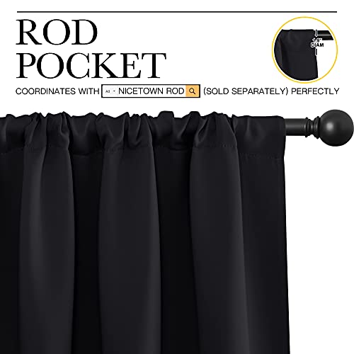 Nicetown Black Blackout Curtain Blinds - Solid Thermal Insulated Window Treatment Blackout Drapes/Draperies For Bedroom (2 Panels, 42 Inches Wide By 63 Inches Long, Black) #TOP2
