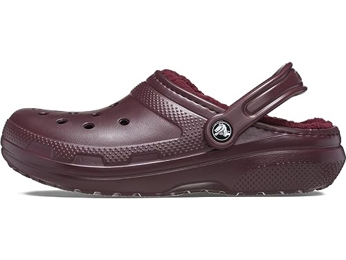 Image of Crocs Unisex Classic Lined Clog | Fuzzy Slippers, Dark Cherry, 10 US Men