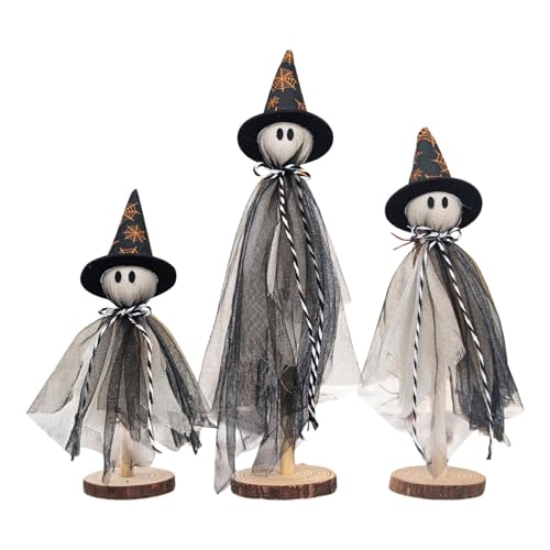 Pinzas de madera originales de Halloween para interiores, 3 unidades, bonita decoración para estanterías de granja, estantes de chimenea, cocina (negro, 33 cm)