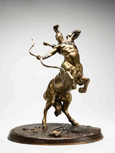 EDLME Centaur Archer Bronze Sculpture, Sagittarius Zodiac Statue, Mythological Horse Warrior Figurine, Large Metal Art Decor for Home Office