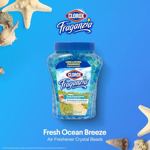 Image of Clorox Fraganzia Crystal Beads Air Freshener, Ocean Breeze, 12 Fl Oz (Pack of 12)