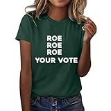 UnoSheng Wander Shirt ROE ROE ROE Your - Camiseta de manga corta para mujer, cuello redondo, ligera, suave, informal, ropa interior de verano para mujer, verde, XXXL