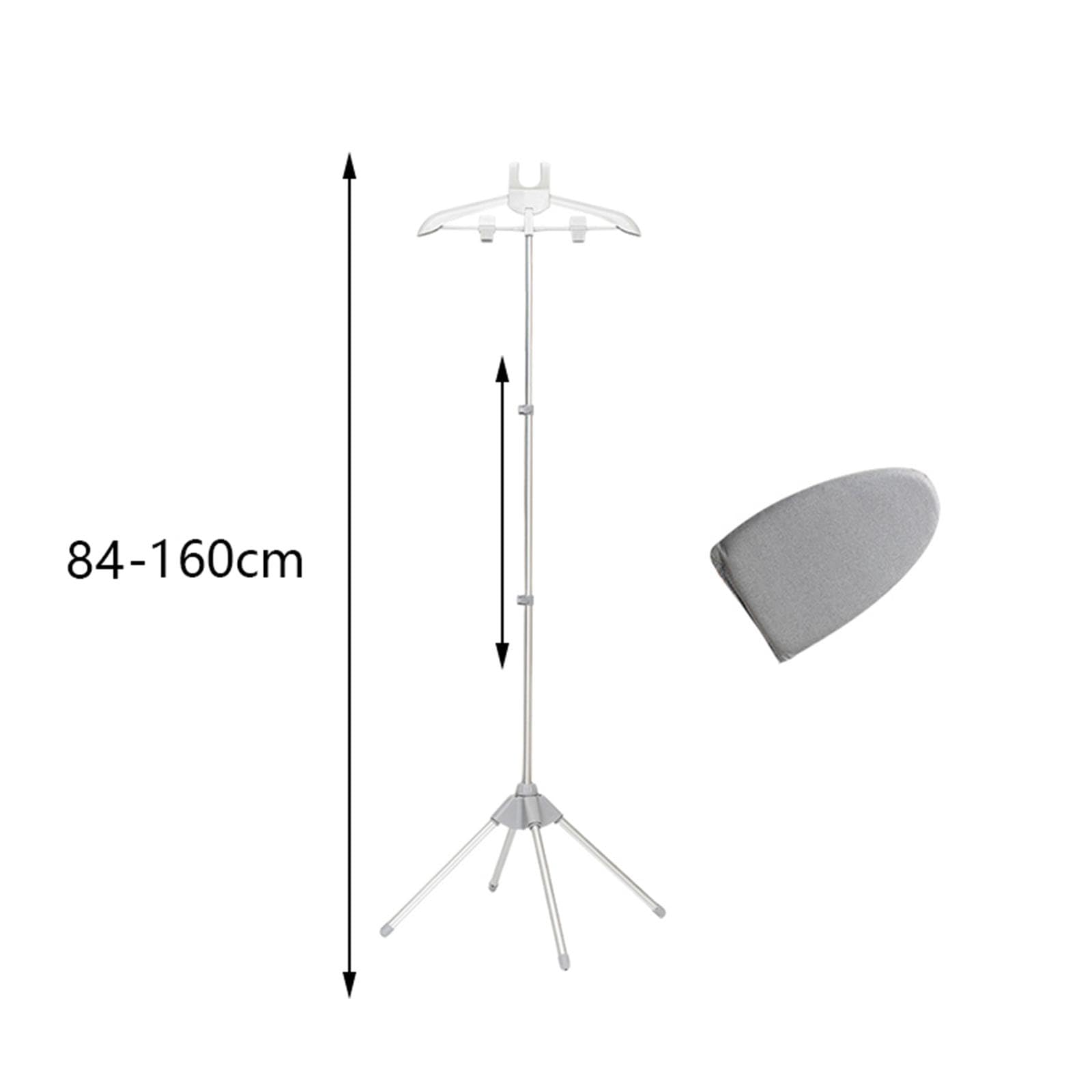 Gralara Percha de Ropa para Planchar a Soporte de Plancha de Poste de Retráctil 84-160 Cm Soporte de Máquina de Planchar Telescópico de Altu, Gris, Individual