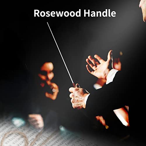 Professional Music Conducting Baton with Rosewood Handle, 16" Concert Baton for Symphony Orchestra & Choir Directors (Natural Wood)