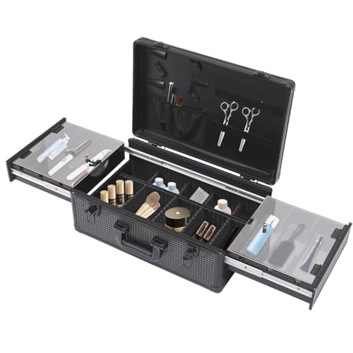 Gosangom Professional Barber Tool Box, Hairdressing Kit, Aluminum Organizer for Scissors, Clippers, Barbering Supplies