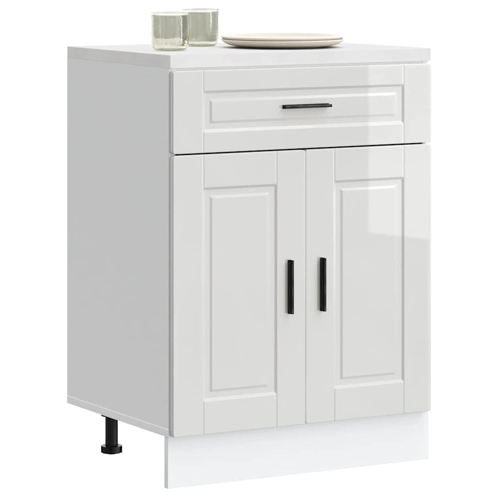 vidaXL Armoire de Cuisine Porto Blanc Brillant Bois ingénierie