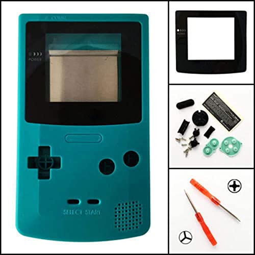 Carcasa completa de repuesto para Nintendo Gameboy Color GBC, color verde azulado