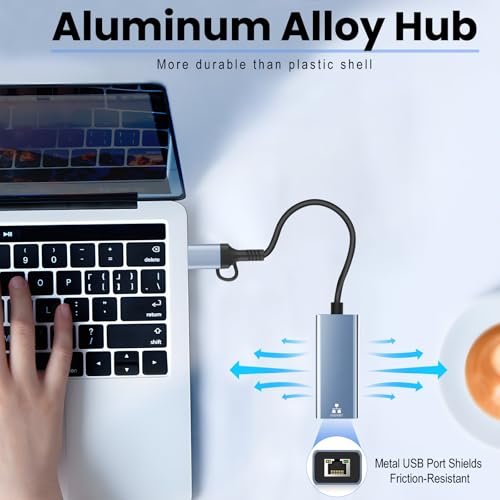 Image of USB C to Ethernet Adapter, USB 3.0 to RJ45 Gigabit LAN 1000 Mbps Wired Network, USB to Ethernet Adapter for Laptops /Tablet, Compatible with Windows XP, MAC OS, Linux, Vista 7 8 10 11