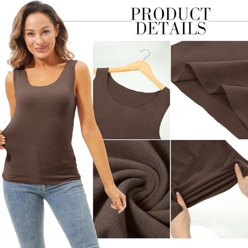 Image of Toulite 4 Pcs Thermal Tank Tops Women Underwear Tops Sleeveless Undershirt for Women Cotton Camisole Warm Base Layer