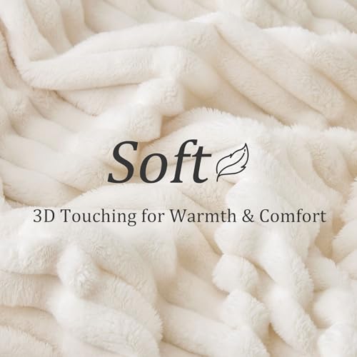 Image of BEDELITE Ribbed King Size Blanket for Bed, Cream, 108 inchx90 inch | Ultra-Soft Plush Fleece, Warm Yet Lightweight, Ribbed Texture, Home Decor, Machine Washable, Giftable, All-Season Use