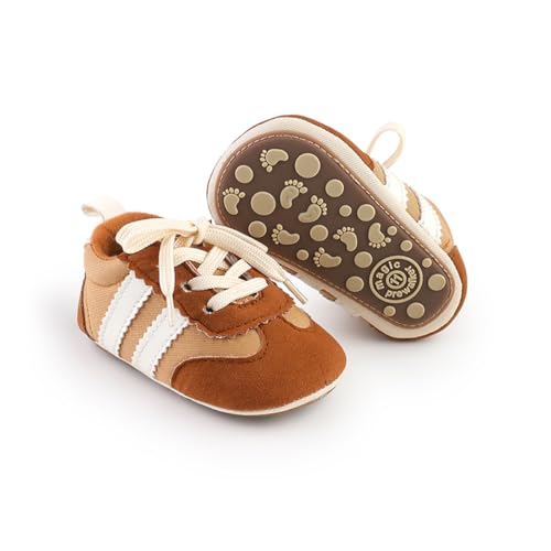 Image of HsdsBebe Baby Boys Girls Pu Leather Hard Bottom Walking Sneakers Toddler Rubber Sole First Walkers Infant Cartoon Slippers Crib Shoes