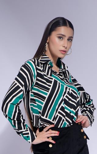 Image of Leriya Fashion Women's Rayon Oversized Fit Top Korean Style Long Sleeve Oversized Button Down| Workwear Top for Office & Casual Wear